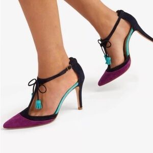 Boden Alice Suede Ankle Strap Tasseled Heels